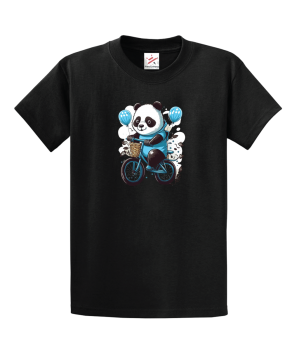 Cute Panda riding a bicycle Unisex Kids And Adults T-Shirt